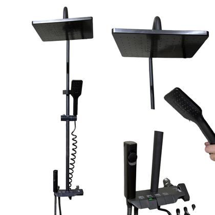 Imagem de Chuveiro Luxo Ducha Chuveirinho Pressurizador Monocomando Agua Quente Fria Suporte Parede Box Banheiro Hotel Pousada Piscina