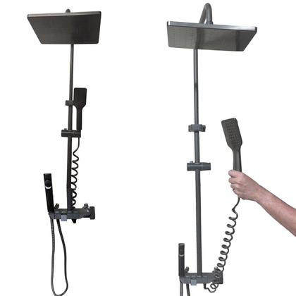 Imagem de Chuveiro Luxo Ducha Chuveirinho Pressurizador Monocomando Agua Quente Fria Suporte Parede Box Banheiro Hotel Pousada Piscina