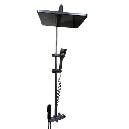 Imagem de Chuveiro Luxo Ducha Chuveirinho Pressurizador Monocomando Agua Quente Fria Suporte Parede Box Banheiro Hotel Pousada Piscina