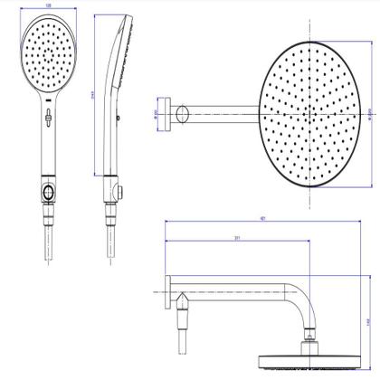 Imagem de Chuveiro Redondo De Parede Com Desviador Multijatos Flex Max Summer Gold Deca