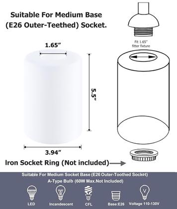 Imagem de Cilindro de vidro fosco GO&SO para abajur, 14x10cm, pacote com 6