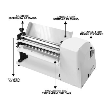 Imagem de Cilindro Laminador Cromado Elétrico de Massas Pão Pizza Pastel 30cm Saro