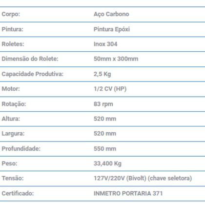 Imagem de Cilindro Laminador de Massas JL Colombo CIL300 Bivolt