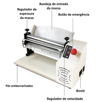 Imagem de Cilindro Laminador Massa Pão Pizza Pastel Cromado 40 cm Elétrico Bivolt Regula Velocidade Eficiência Cozinha