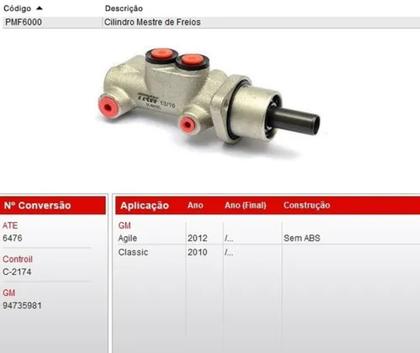 Imagem de Cilindro mestre de freio GM Classic Agile sem abs 2010 em diante - trw pmf6000