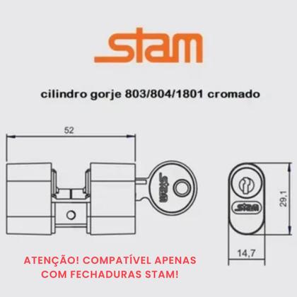 Imagem de Cilindro Miolo Cromado para Fechadura Stam 803/804 2 chaves