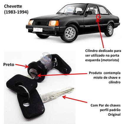 Imagem de Cilindro Miolo da Porta Esquerda Chevette 1983-1994 Preta