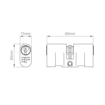 Imagem de Cilindro Miolo Oval Monobloco Fechadura Lafonte 60Mm 3F