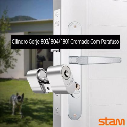 Imagem de Cilindro Miolo P/ Fechaduras C/ 2 Chaves Gorje Cromado Kit 2