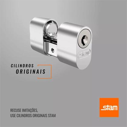 Imagem de Cilindro Miolo P/ Fechaduras C/ 2 Chaves Gorje Cromado Kit 2