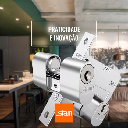 Imagem de Cilindro Miolo P/ Fechaduras C/ 2 Chaves Gorje Cromado Kit 2