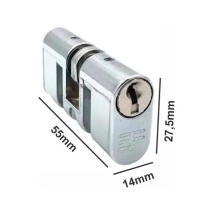 Imagem de Cilindro Miolo Para Fechadura 3f Reposição Cromado