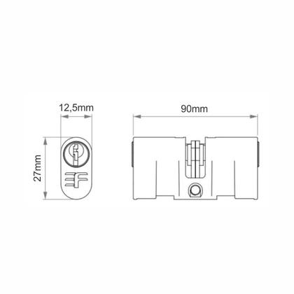 Imagem de Cilindro Miolo Para Fechadura 3f Reposição Longo 90mm Preto