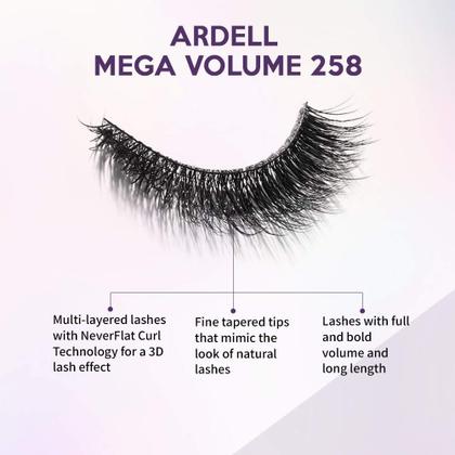Imagem de Cílios postiços Ardell Mega Volume Lash 258 com Curl 4 pares