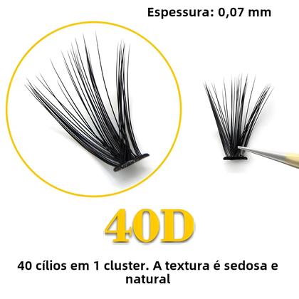 Imagem de Cílios Postiços Naturais De Visón, Caixa Com 60 Pacotes, Curvatura C/D, 40D 50D, Extensões De Cílios