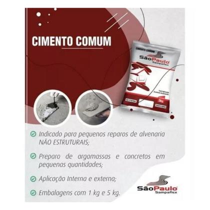 Imagem de Cimento Cinza Comum Para Reparo E Acabamento 5kg Sampaflex
