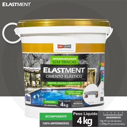 Imagem de Cimento Elástico Impermeabilizante Laje Elastment 4kg Cinza