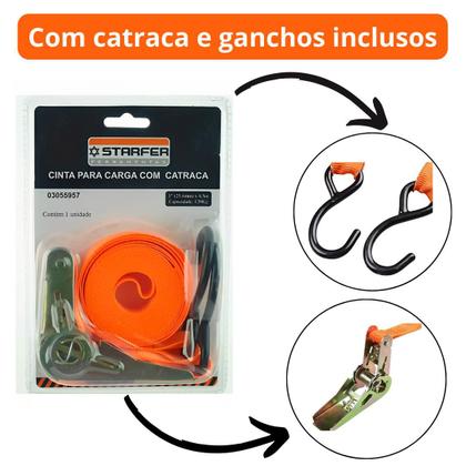 Imagem de Cinta 1 Catraca Amarração Carga Jet Ski Moto 4,5M Tendas 