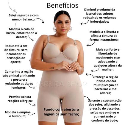 Imagem de Cinta Body Bory Bori Modelador Modeladora Macaquinho Plus Size Com Bojo Tamanho 48 ao 54 Ref 350842