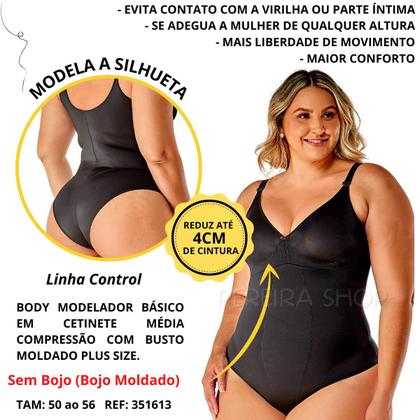 Imagem de Cinta Body Bory Modelador Plus Size Sem Bojo Média Forte Compressão 351613