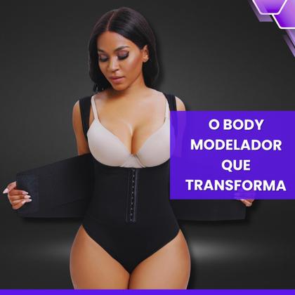 Imagem de Cinta Body Feminino Modelador 2 em 1 com Elástico Abdominal Bori Afina Cintura empina bumbum