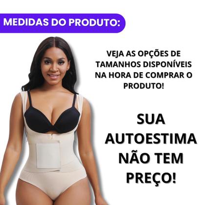Imagem de Cinta Body Feminino Modelador 2 em 1 com Elástico Abdominal Bori Afina Cintura empina bumbum