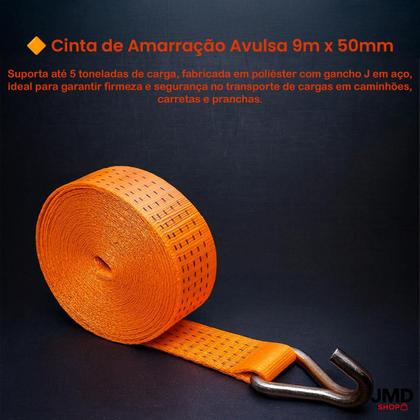 Imagem de Cinta de Amarração Profissional em Poliéster 9m x 50mm para Transporte