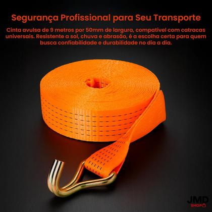 Imagem de Cinta de Amarração Profissional em Poliéster 9m x 50mm para Transporte