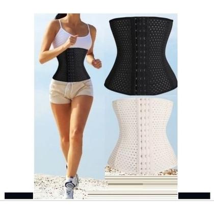 Imagem de Cinta Faixa Modeladora Feminina Abdominal Afina Modela Cintura Redutora Reduz Medidas Abdômen  BEGE-M -TRES FECHOS