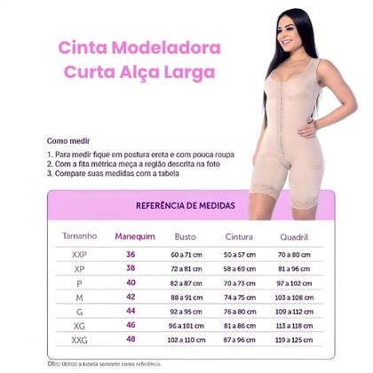 Imagem de Cinta Macacão Modeladora Curta Alça Larga Compressor Barriga