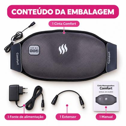 Imagem de Cinta Massageadora Corporal Com Aquecimento Ajustável e Vibração Para Abdômen e Lombar Bivolt, Cinza