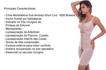 Imagem de Cinta Modelador Subdividida Short Alça Fina Pós Cirúrgico Biobela 1626