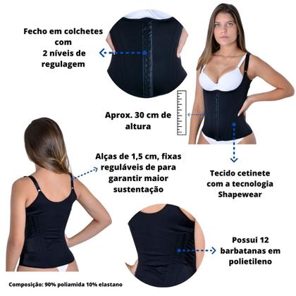 Imagem de Cinta Modeladora 12 Barbatanas Com Fecho Frontal E Alças Reguláveis Princesa Catarina