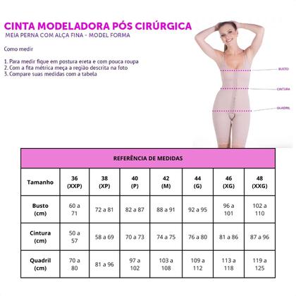 Imagem de Cinta Modeladora Compressiva Manga Longa Meia Coxa Redutor 