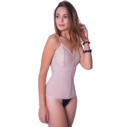 Imagem de Cinta Modeladora Corpete Corselet Modelador Com Barbatanas 4 Bojo Alta Compressão Sutiã C Renda Estruturado Biobela 1649