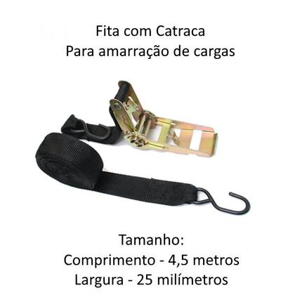 Cinta P/ Amarrar Carga Com Catraca 4,5m Até 60kg Cor Preto ou Laranja 2un - Troya Tools Imagem de Cinta P/ Amarrar Carga Com Catraca 4,5m Até 60kg Cor Preto ou Laranja 2un