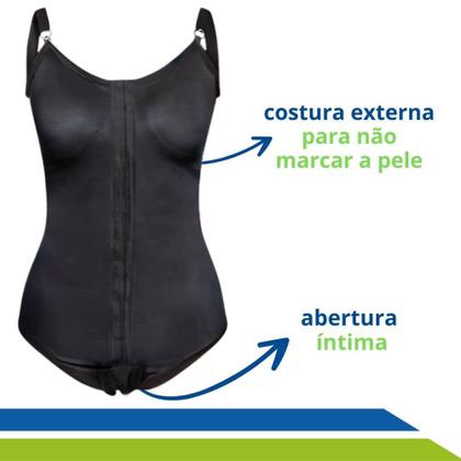 Imagem de Cinta Pós Cirúrgica e Modeladora com Colchetes Frontais e Sutiã com Alças New Form 60602