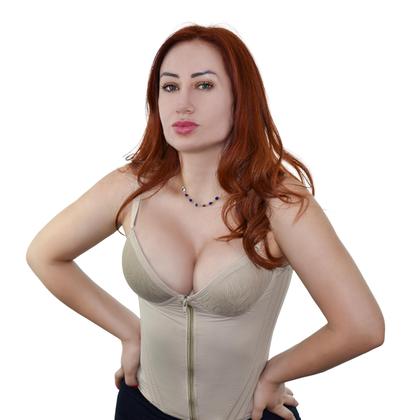 Imagem de Cinta Ziper Alta Compressão Com Bojo 12 Barbatanas Reforçada