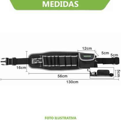 Imagem de Cinto Bolsa Cinturão Carpinteiro Eletricista Pedreiro Porta Ferramenta Prego Estiloso Rolken Premium