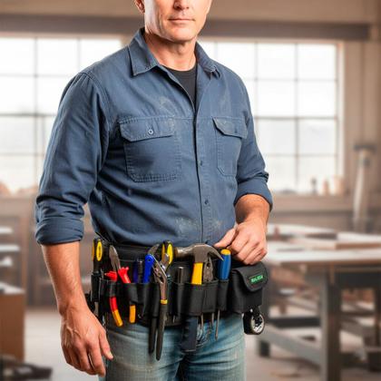 Imagem de Cinto Bolsa Cinturão Carpinteiro Eletricista Pedreiro Porta Ferramenta Prego Estiloso Rolken Premium