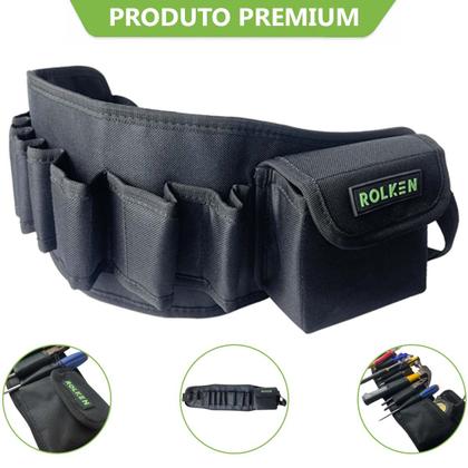Imagem de Cinto Bolsa Cinturão Carpinteiro Eletricista Pedreiro Porta Ferramenta Prego Estiloso Rolken Premium