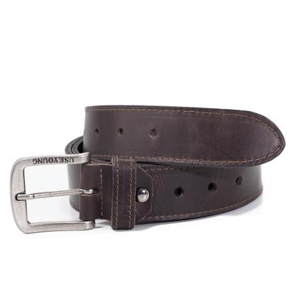 Imagem de Cinto Casual Masculino de Couro Fivela Ajustável Estilo Clássico Sofisticado