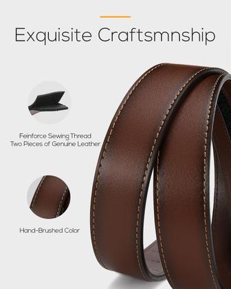 Imagem de Cinto CHAOREN Click para homens em couro genuíno marrom com 3,5 cm de largura