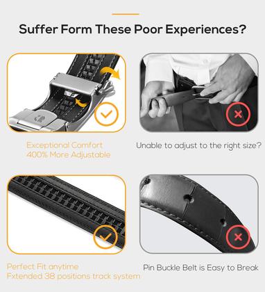 Imagem de Cinto CHAOREN Click para homens em couro genuíno marrom com 3,5 cm de largura