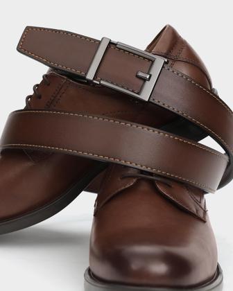 Imagem de Cinto CHAOREN Click para homens em couro genuíno marrom com 3,5 cm de largura