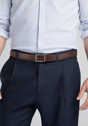 Imagem de Cinto CHAOREN Click para homens em couro genuíno marrom com 3,5 cm de largura