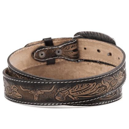 Imagem de Cinto Country Masculino Estampado Couro Fivela Boi com Fivela Grande