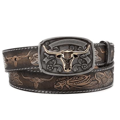Imagem de Cinto Country Masculino Estampado Couro Fivela Boi com Fivela Grande