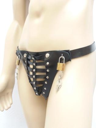 Imagem de Cinto de Castidade Masculino TS009 Couro Legítimo