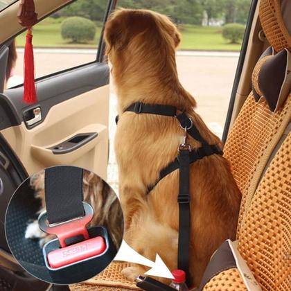 Imagem de Cinto de Segurança Cao Pet Cachorro Guia Coleira Animal de Estimaçao Passeio Viagem Carro Veiculo Transporte Seguro Pet Shop